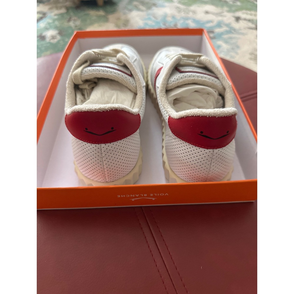 New In Box Voile Blanche Ines Mesh Suede Calf Leather Sneakers White Red Size 39 - Picture 9 of 9